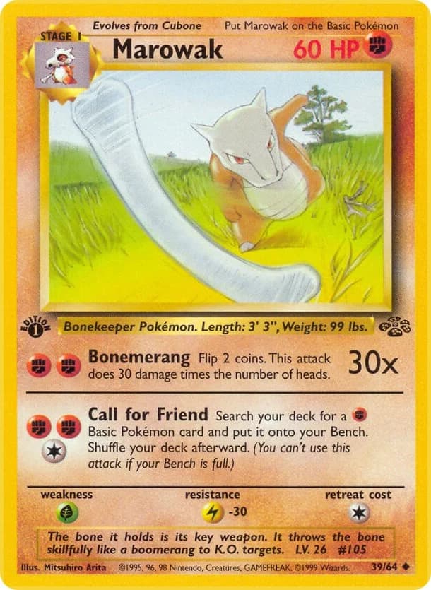 Marowak [1st Edition] Jungle 39 Pokémon card