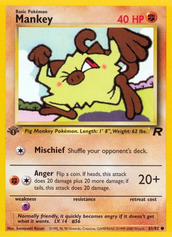 Mankey [1st Edition] Team Rocket 61 Pokémon card
