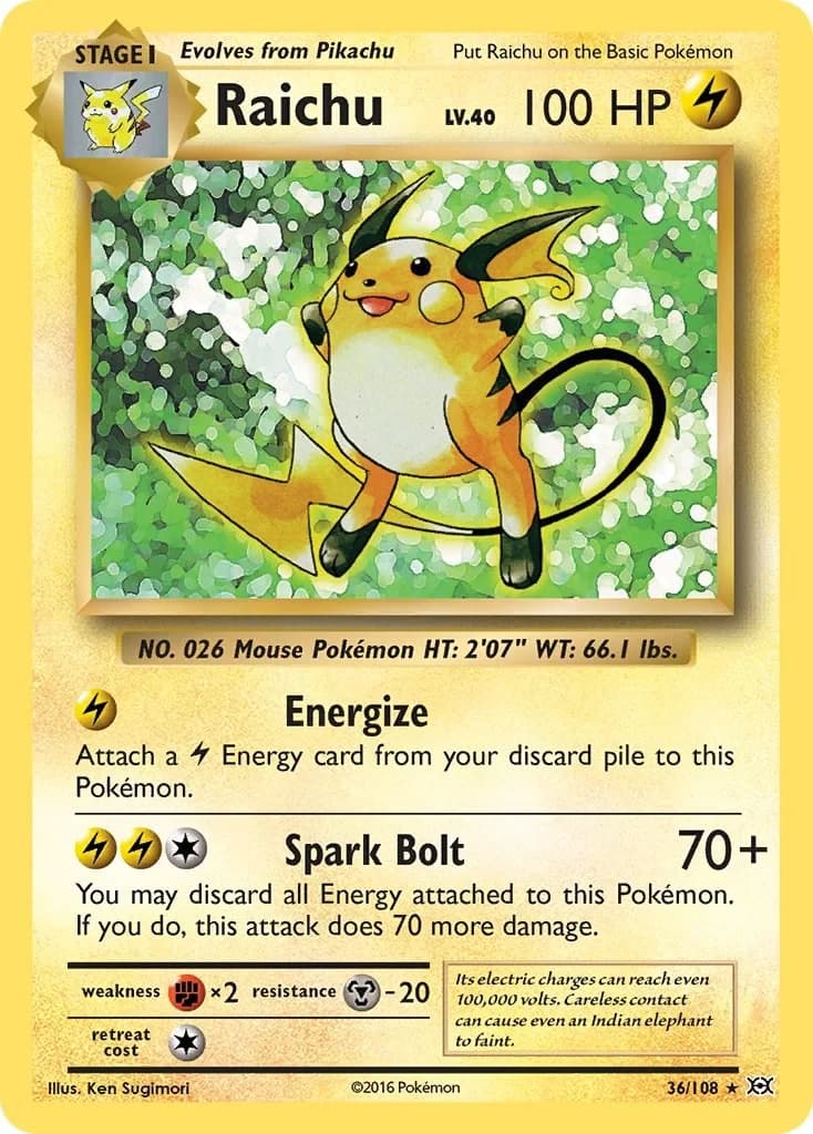 Raichu [Reverse Holo] Evolutions 36 Pokémon card