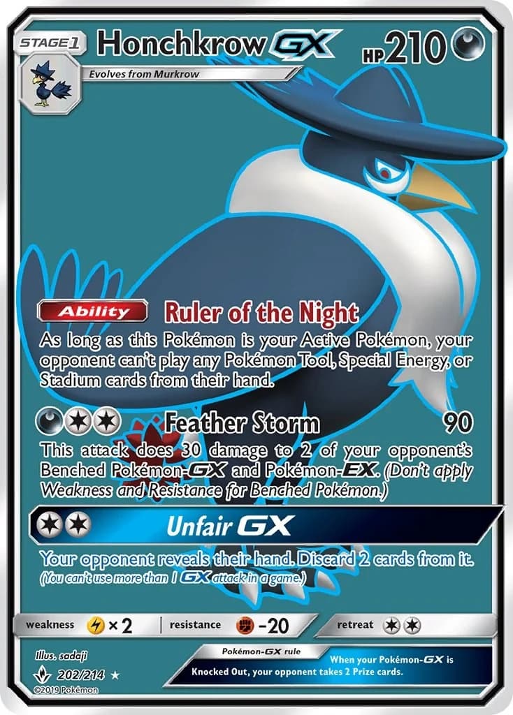Honchkrow GX Unbroken Bonds 202 Pokémon card