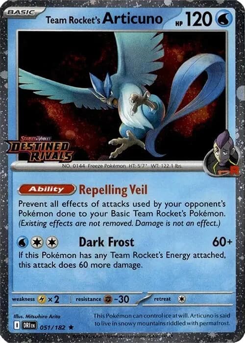 Team Rocket's Articuno [Stamped] Destined Rivals 51 Pokémon card
