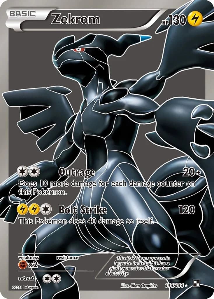Zekrom Black & White 114 Pokémon card