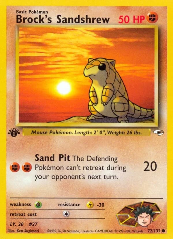 Brock's Sandshrew [1st Edition] Gym Heroes 72 Pokémon card
