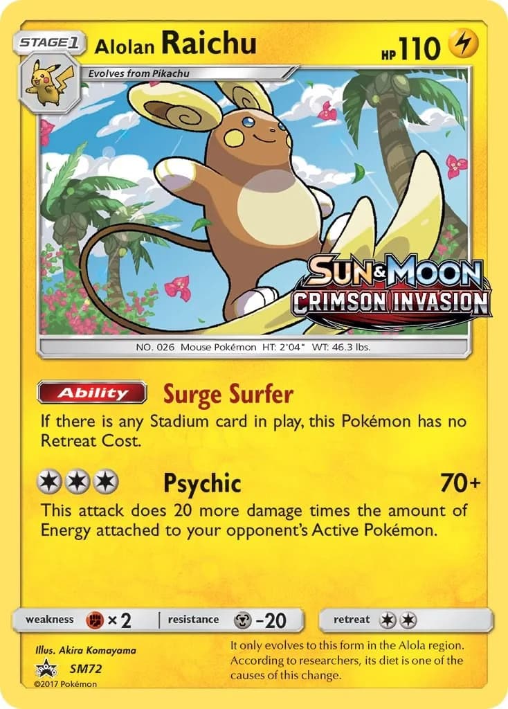 Alolan Raichu Promo SM72 Pokémon card