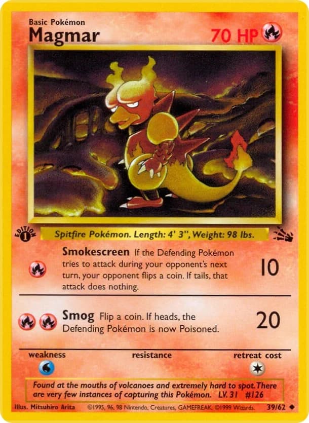 Magmar [1st Edition] Fossil 39 Pokémon card
