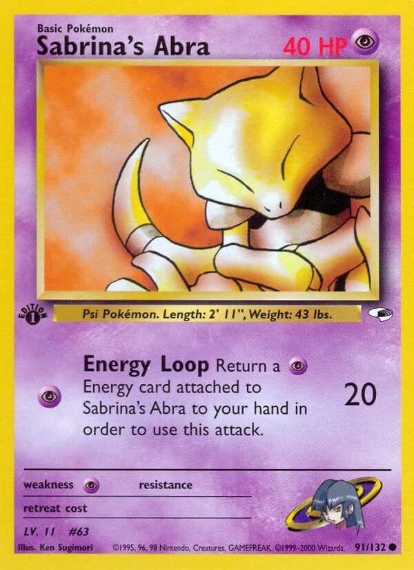 Sabrina's Abra [1st Edition] Gym Heroes 91 Pokémon card