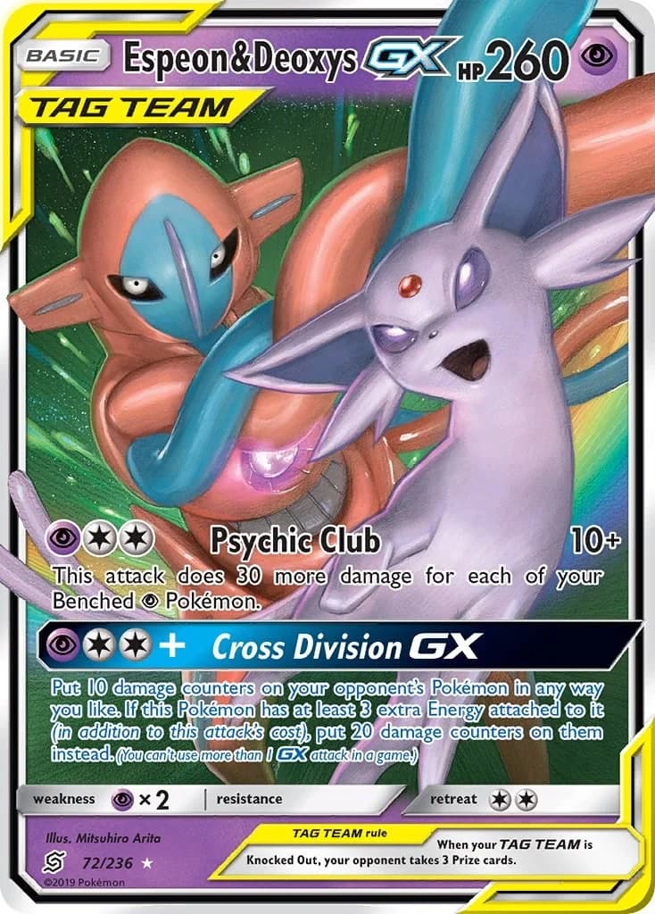 Espeon & Deoxys GX Unified Minds 72 Pokémon card