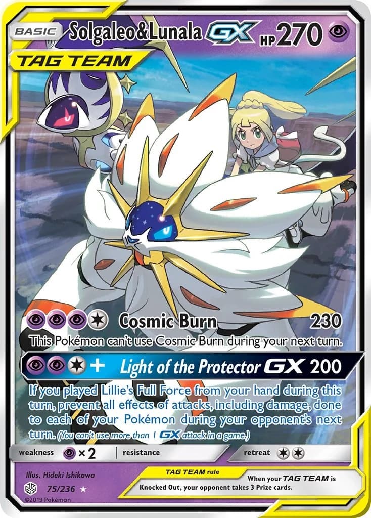 Solgaleo & Lunala GX Cosmic Eclipse 75 Pokémon card