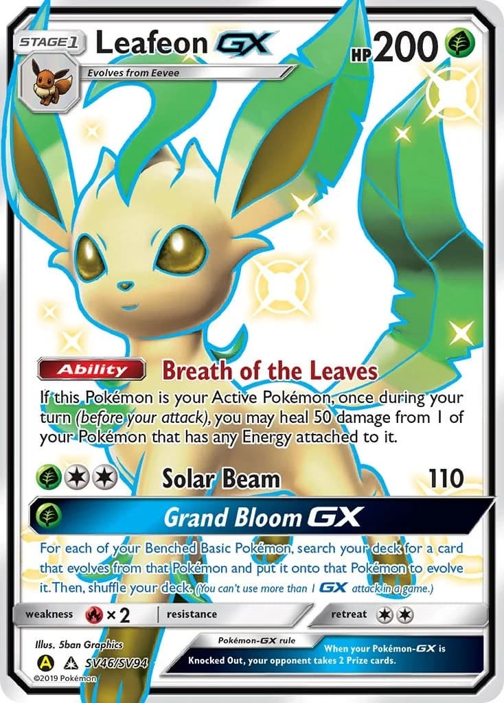 Leafeon GX Hidden Fates SV46 Pokémon card