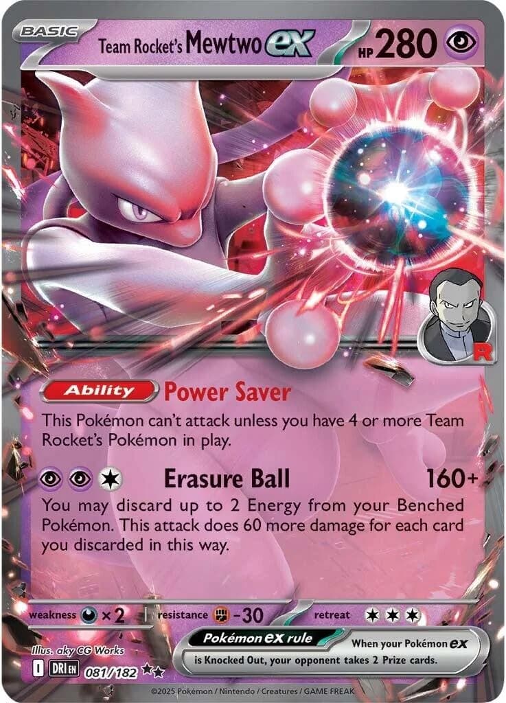 Team Rocket's Mewtwo Ex Destined Rivals 81 Pokémon card