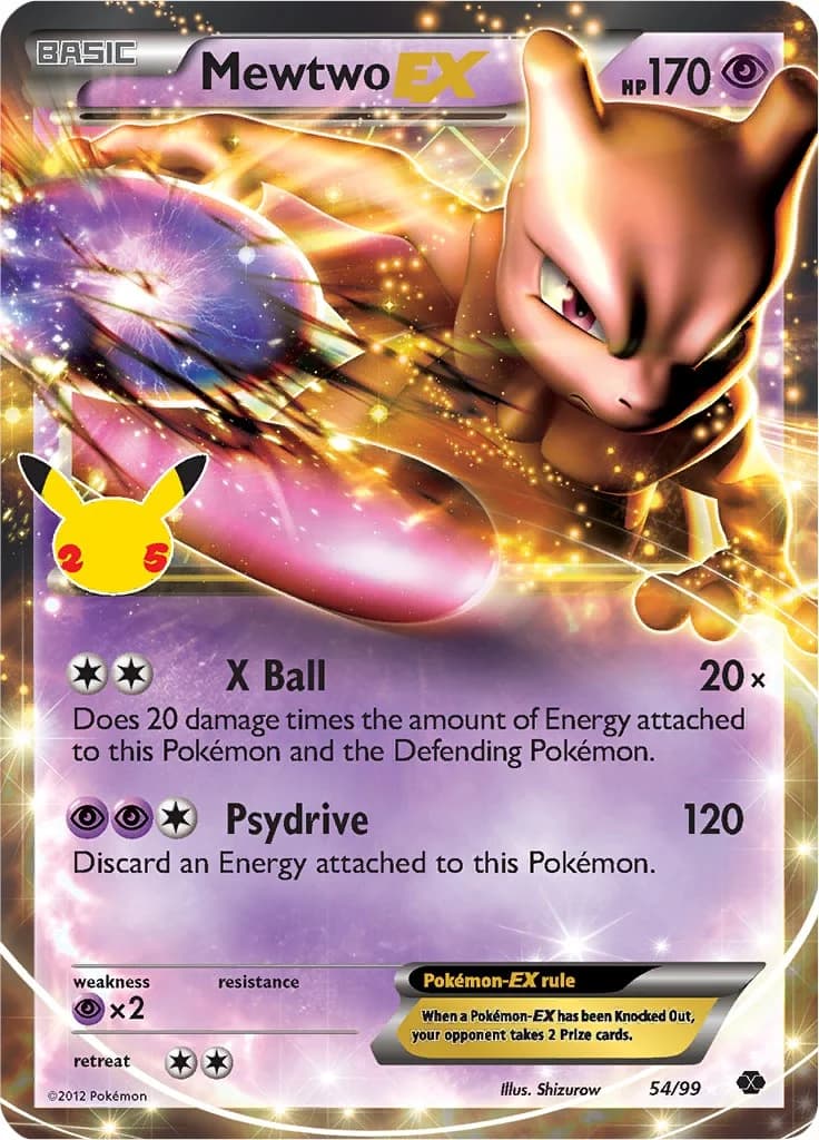 Mewtwo EX Celebrations 54 Pokémon card