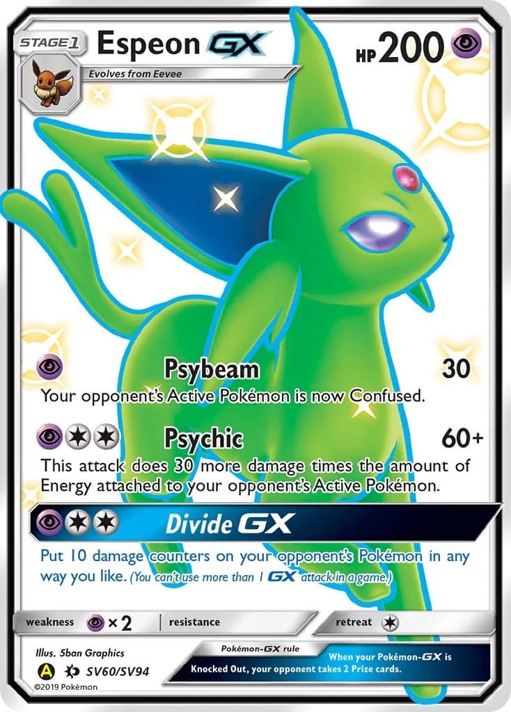 Espeon GX Hidden Fates SV60 Pokémon card