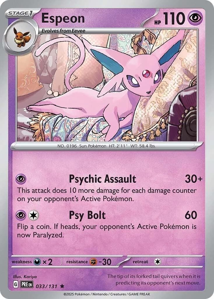 Espeon Prismatic Evolutions 33 Pokémon card