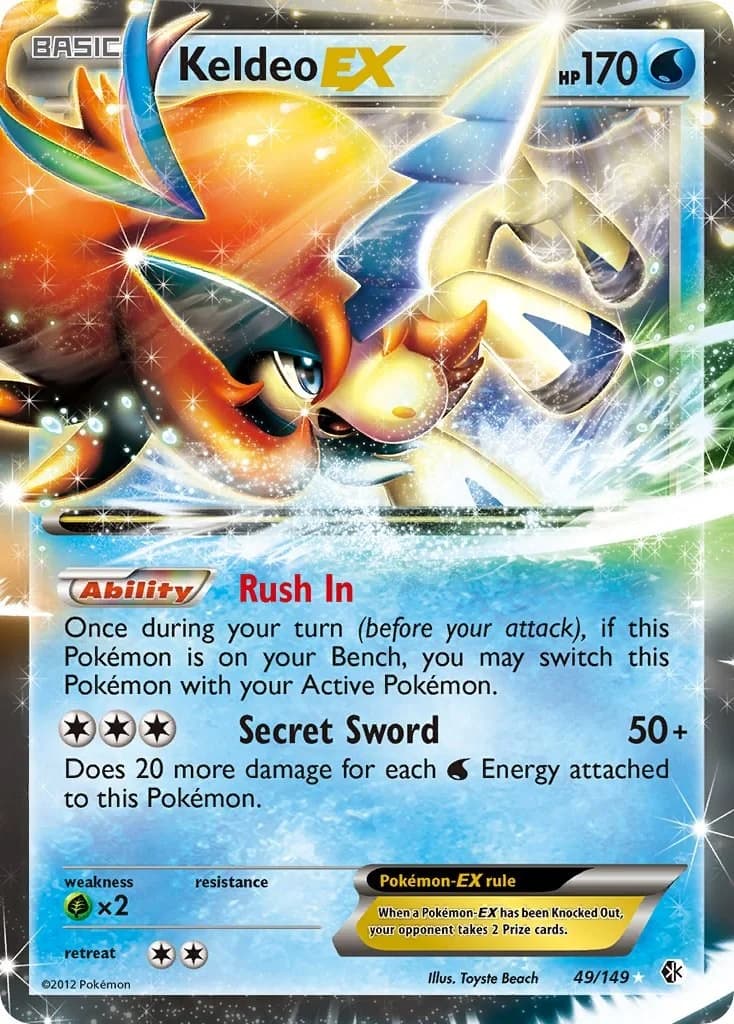 Keldeo EX Boundaries Crossed 49 Pokémon card