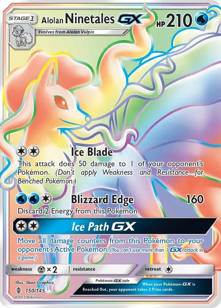 Alolan Ninetales GX Guardians Rising 150 Pokémon card
