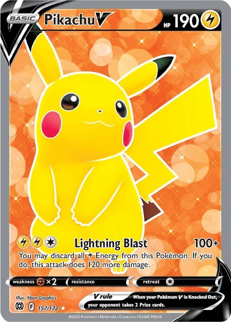 Pikachu V Brilliant Stars 157 Pokémon card
