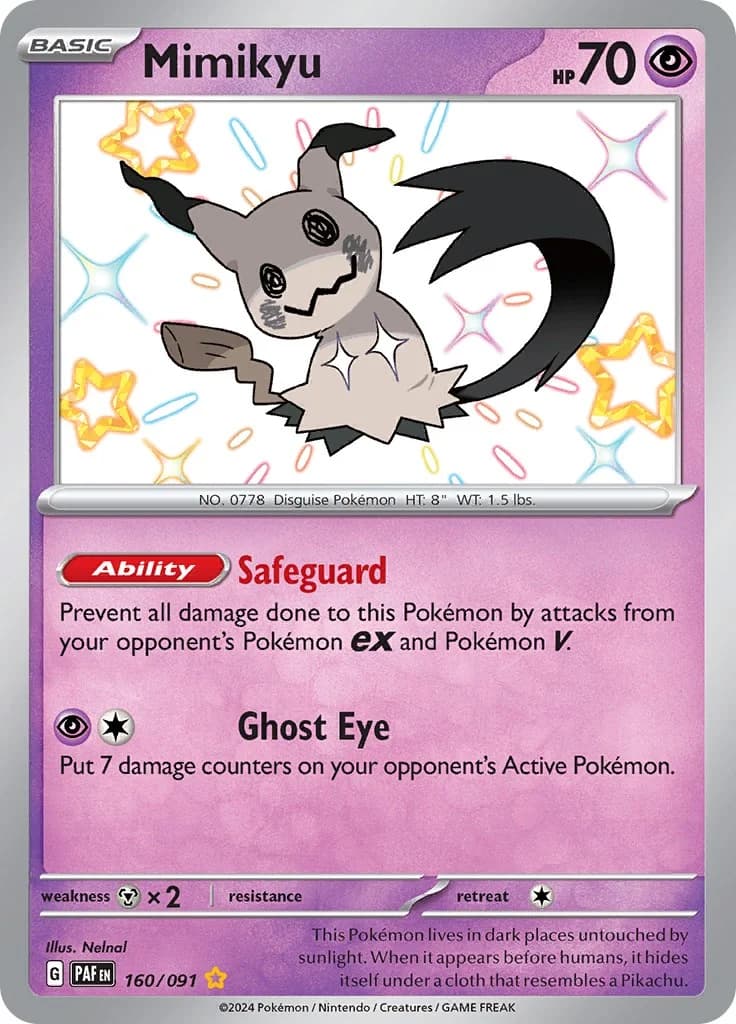 Mimikyu Paldean Fates 160 Pokémon card