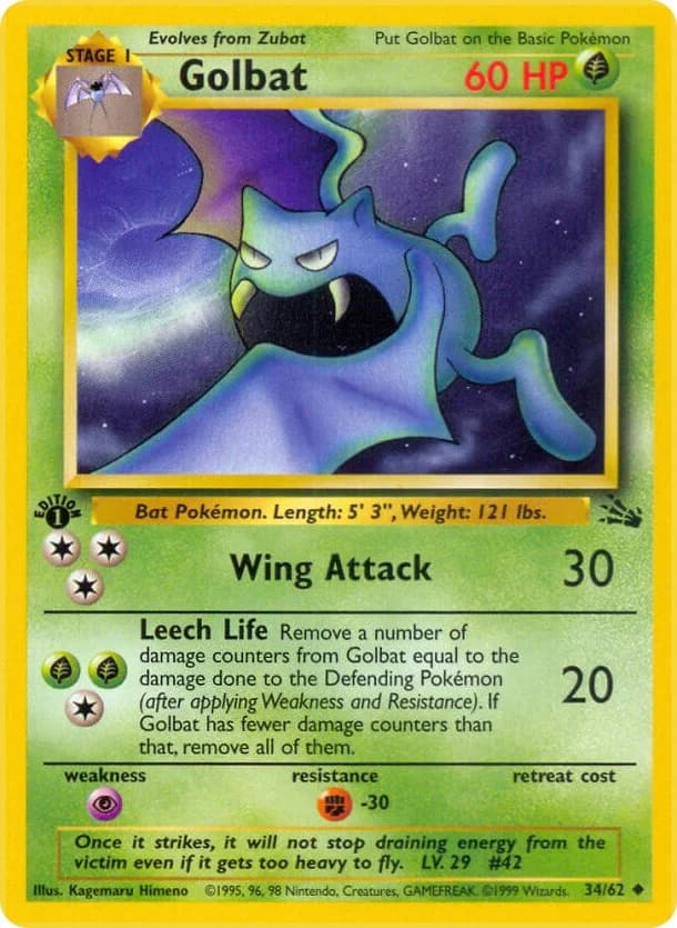 Golbat [1st Edition] Fossil 34 Pokémon card