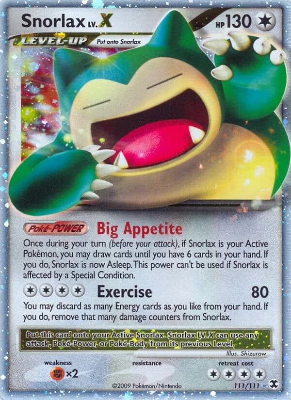 Snorlax LV.X Rising Rivals 111 Pokémon card