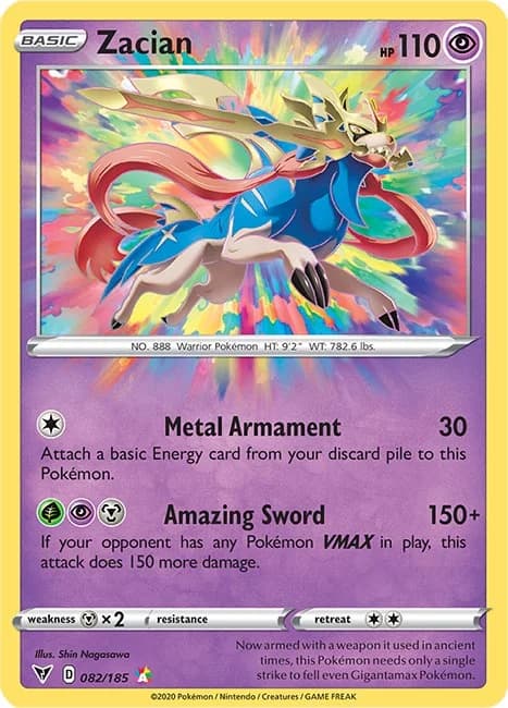 Zacian Vivid Voltage 82 Pokémon card