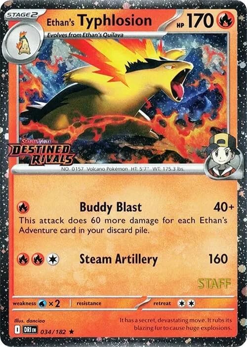 Ethan's Typhlosion [Staff] Destined Rivals 34 Pokémon card
