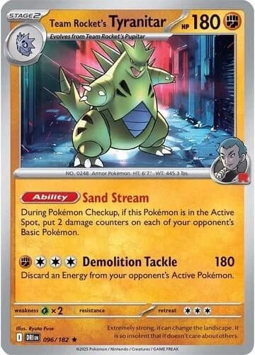 Team Rocket's Tyranitar Destined Rivals 96 Pokémon card