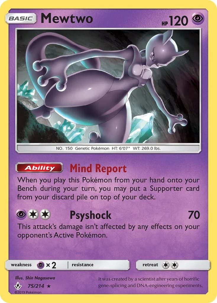Mewtwo [Reverse Holo] Unbroken Bonds 75 Pokémon card