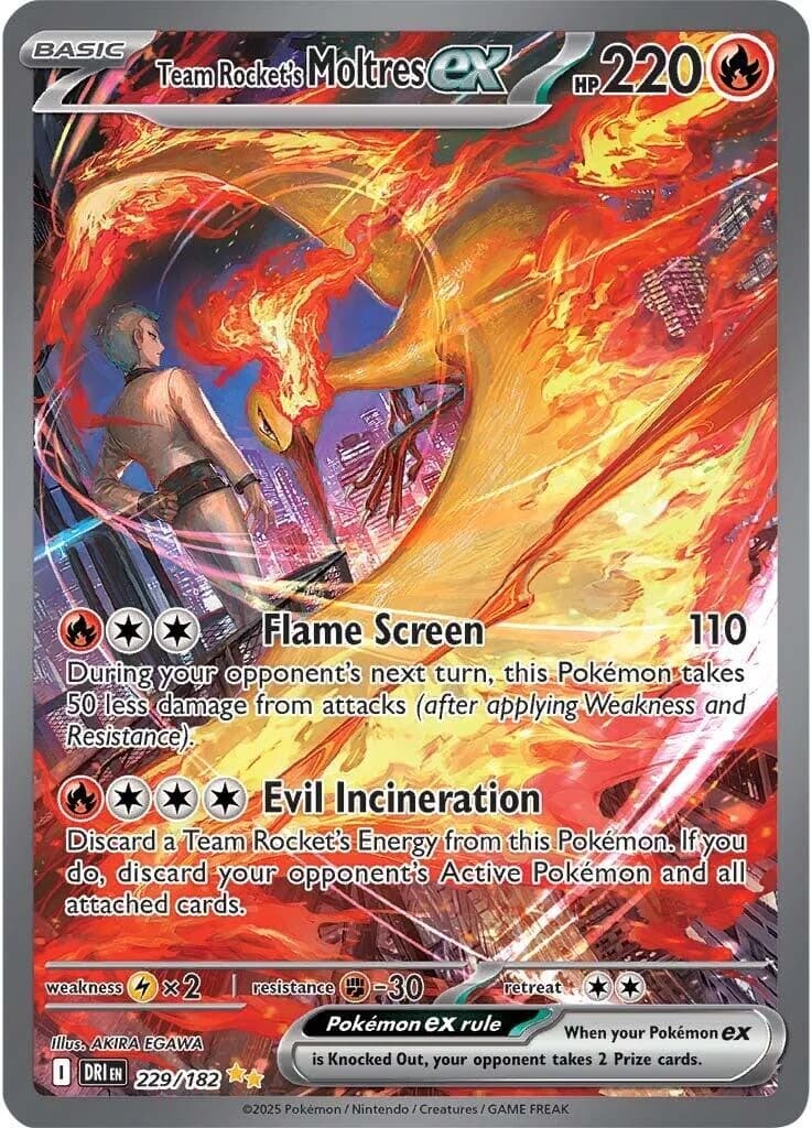 Team Rocket's Moltres ex Destined Rivals 229 Pokémon card