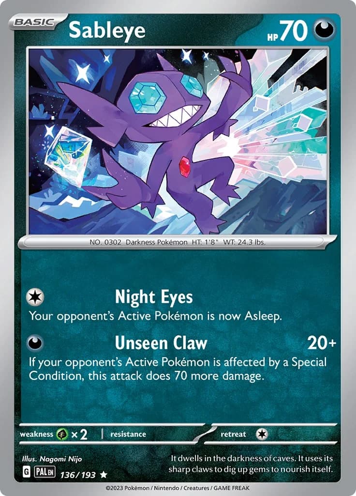 Sableye Paldea Evolved 136 Pokémon card