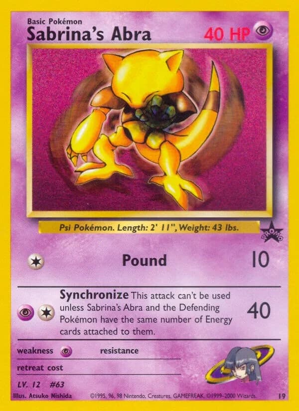 Sabrina's Abra Promo 19 Pokémon card