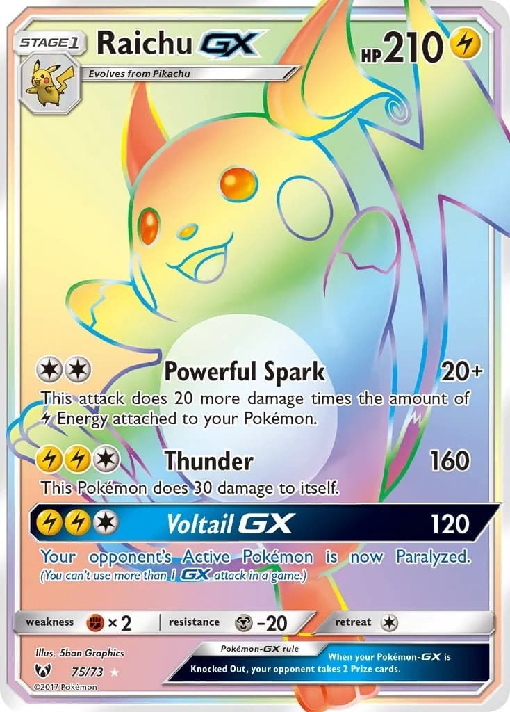 Raichu GX Shining Legends 75 Pokémon card