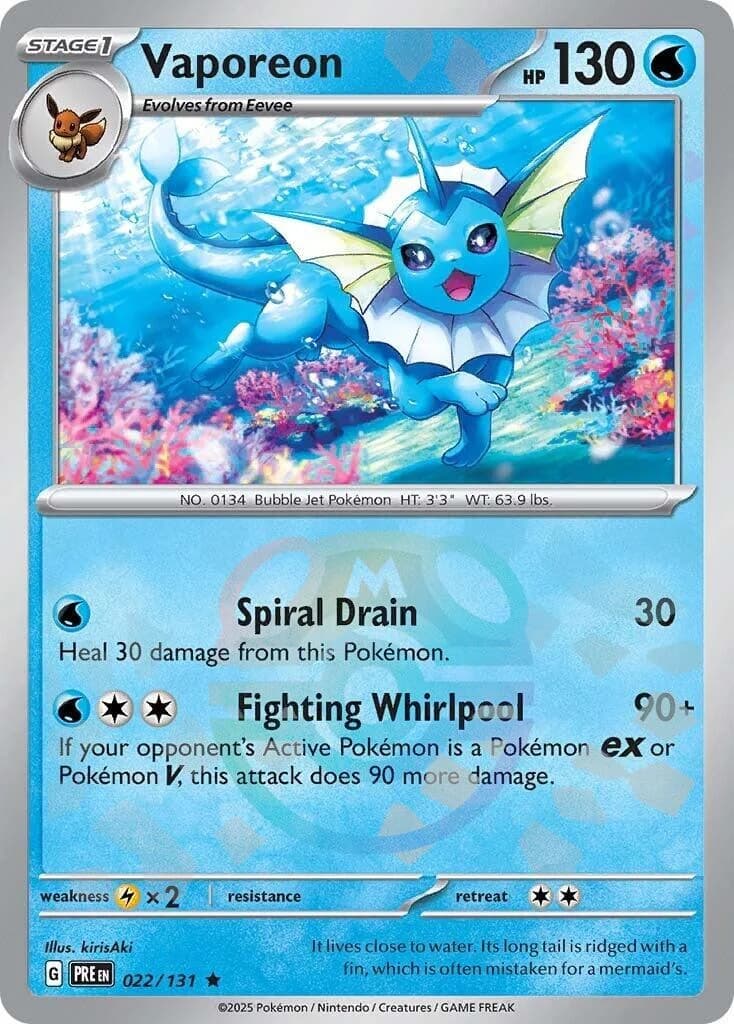 Vaporeon [Master Ball] Prismatic Evolutions 22 Pokémon card