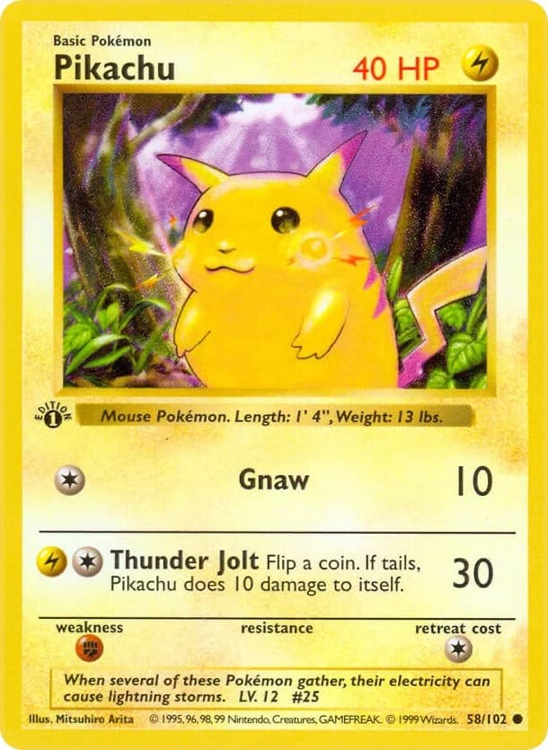 Pikachu [Shadowless] Base Set 58 Pokémon card