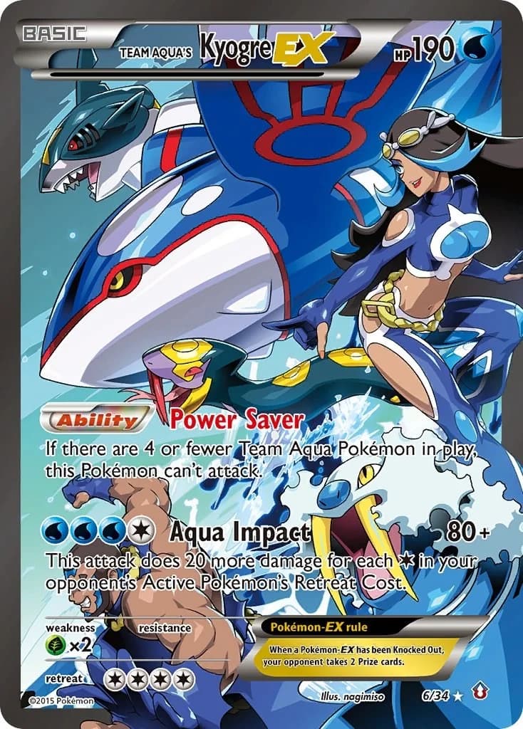 Team Aqua's Kyogre EX Double Crisis 6 Pokémon card