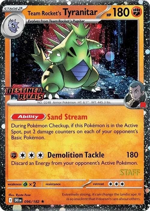 Team Rocket's Tyranitar [Staff] Destined Rivals 96 Pokémon card