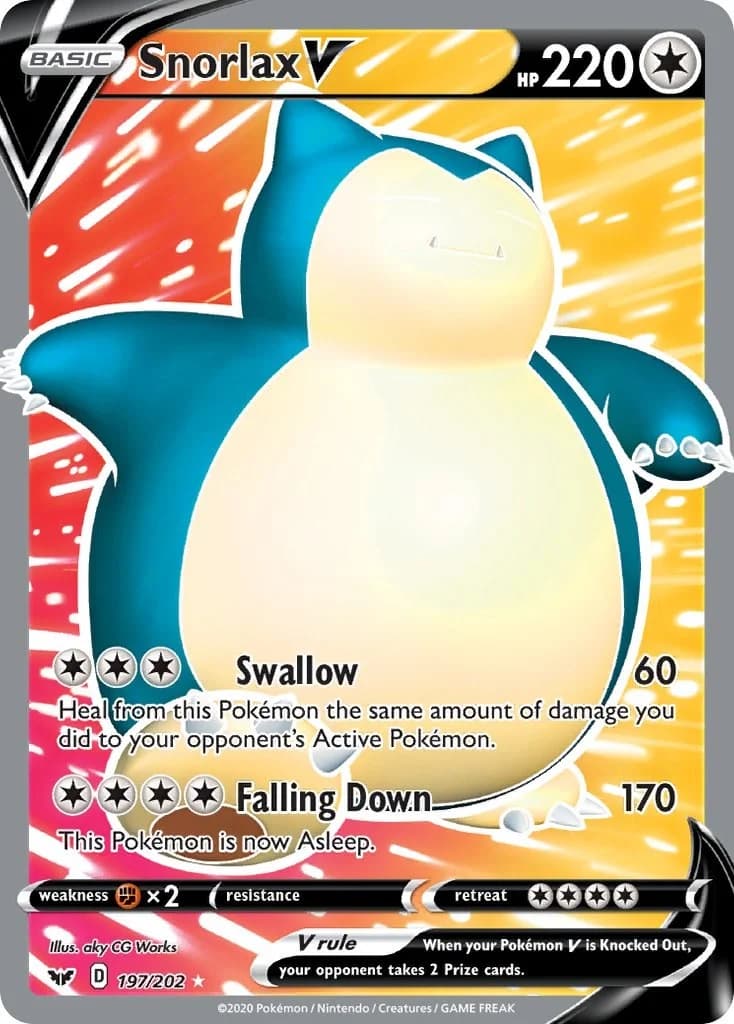 Snorlax V Sword & Shield 197 Pokémon card