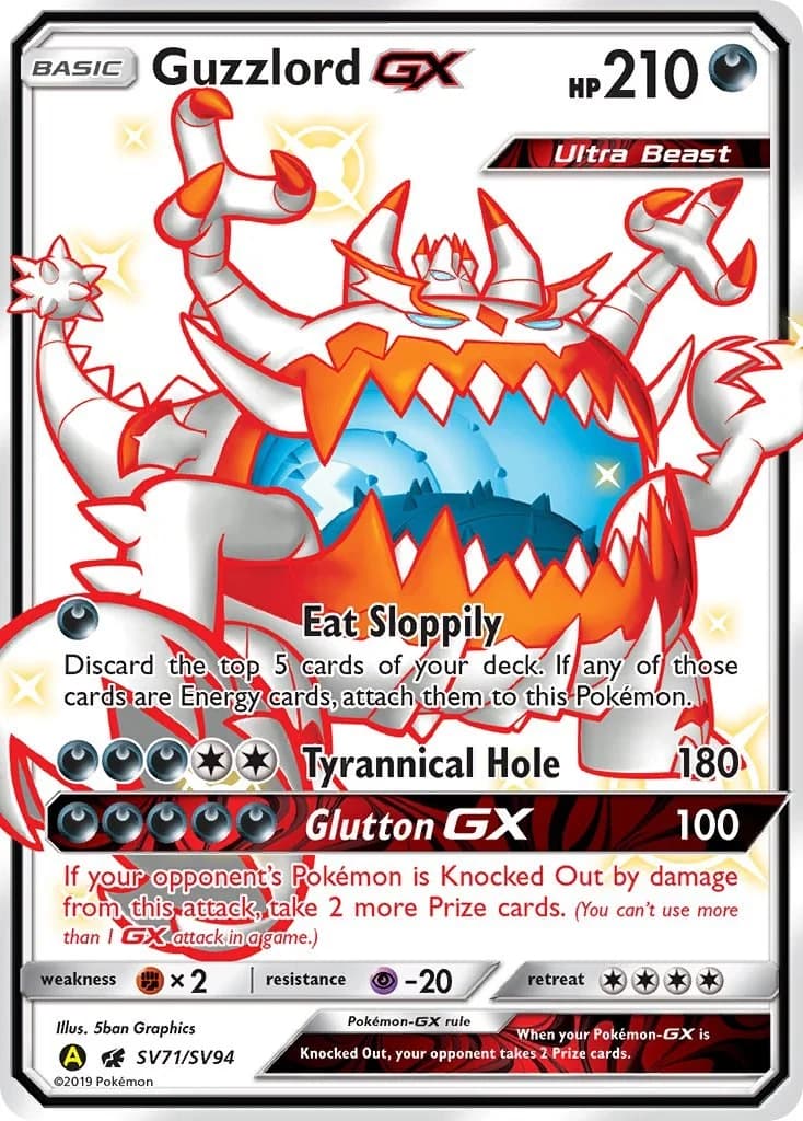 Guzzlord GX Hidden Fates SV71 Pokémon card