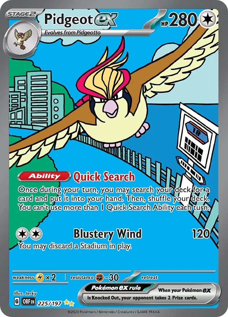 Pidgeot ex Obsidian Flames 225 Pokémon card