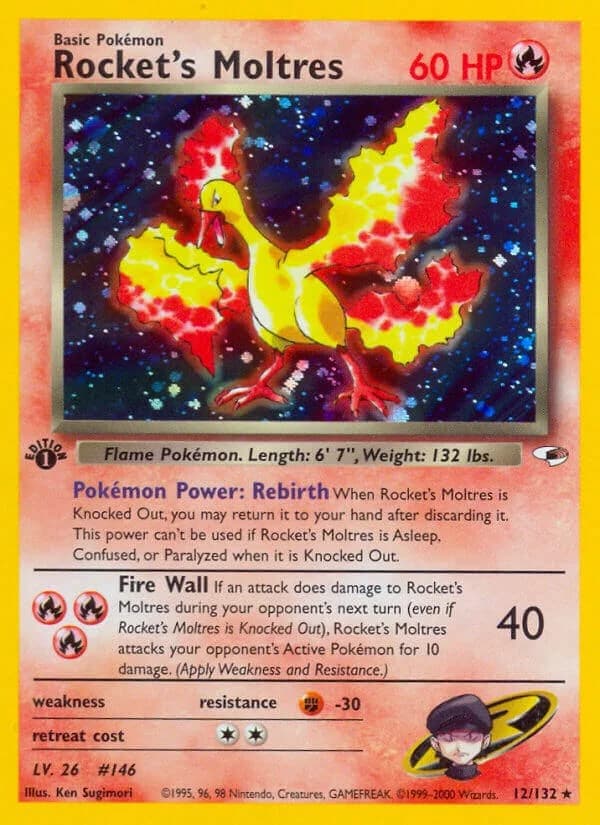 Rocket's Moltres [1st Edition] Gym Heroes 12 Pokémon card