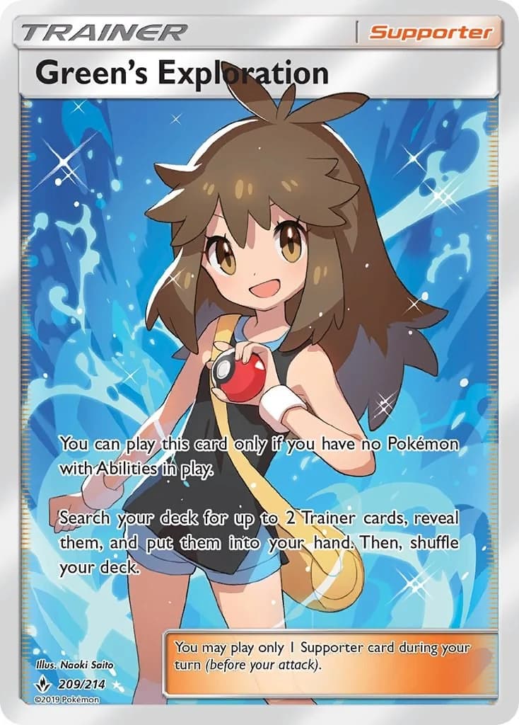 Green's Exploration Unbroken Bonds 209 Pokémon card