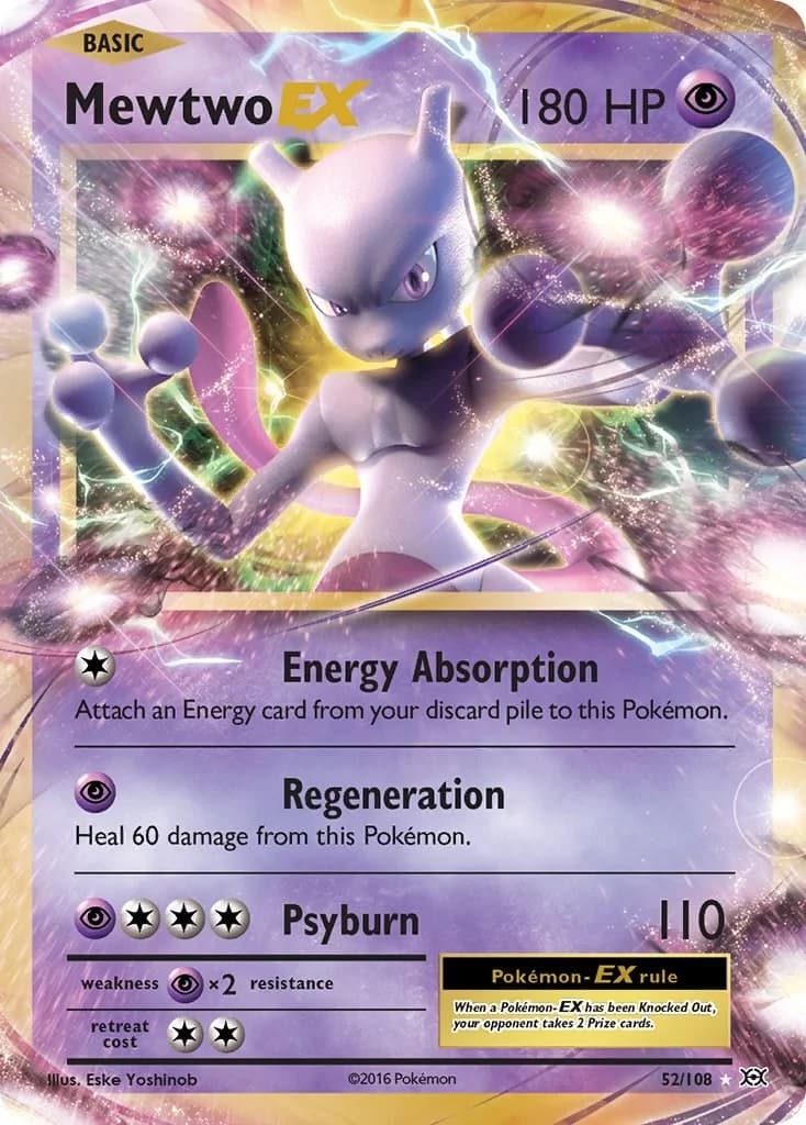 Mewtwo EX Evolutions 52 Pokémon card