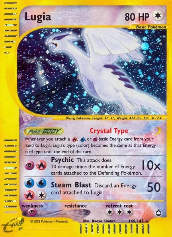 Lugia Aquapolis 149 Pokémon card