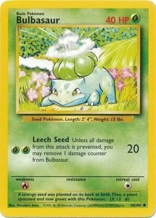 Bulbasaur [Unlimited] Base Set 44 Pokémon card