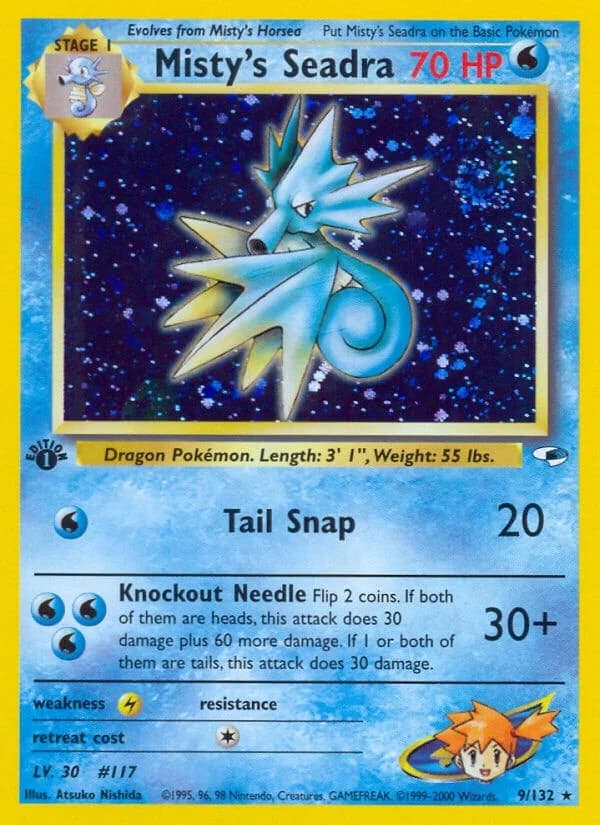 Misty's Seadra [1st Edition] Gym Heroes 9 Pokémon card