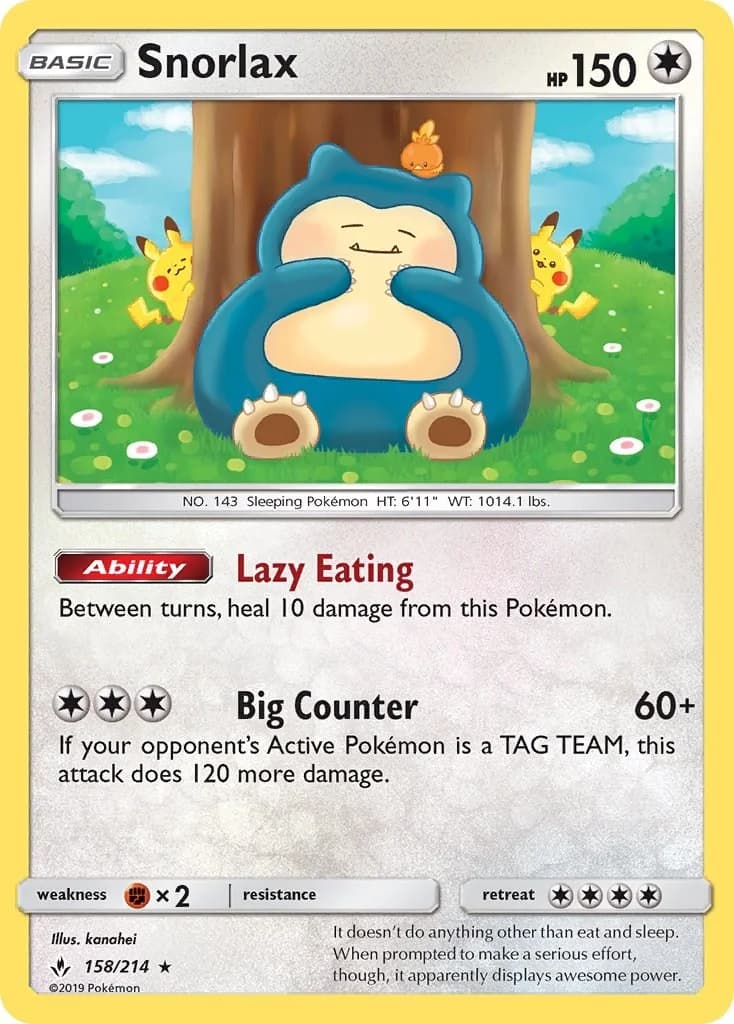 Snorlax Unbroken Bonds 158 Pokémon card