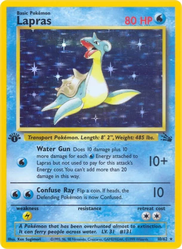 Lapras [1st Edition] Fossil 10 Pokémon card
