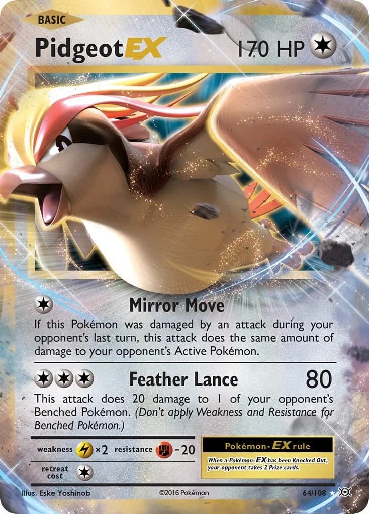 Pidgeot EX Evolutions 64 Pokémon card