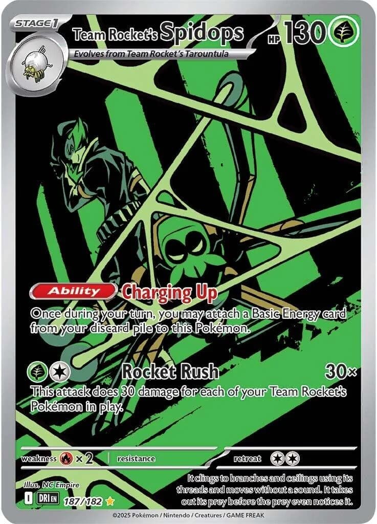 Team Rocket's Spidops Destined Rivals 187 Pokémon card
