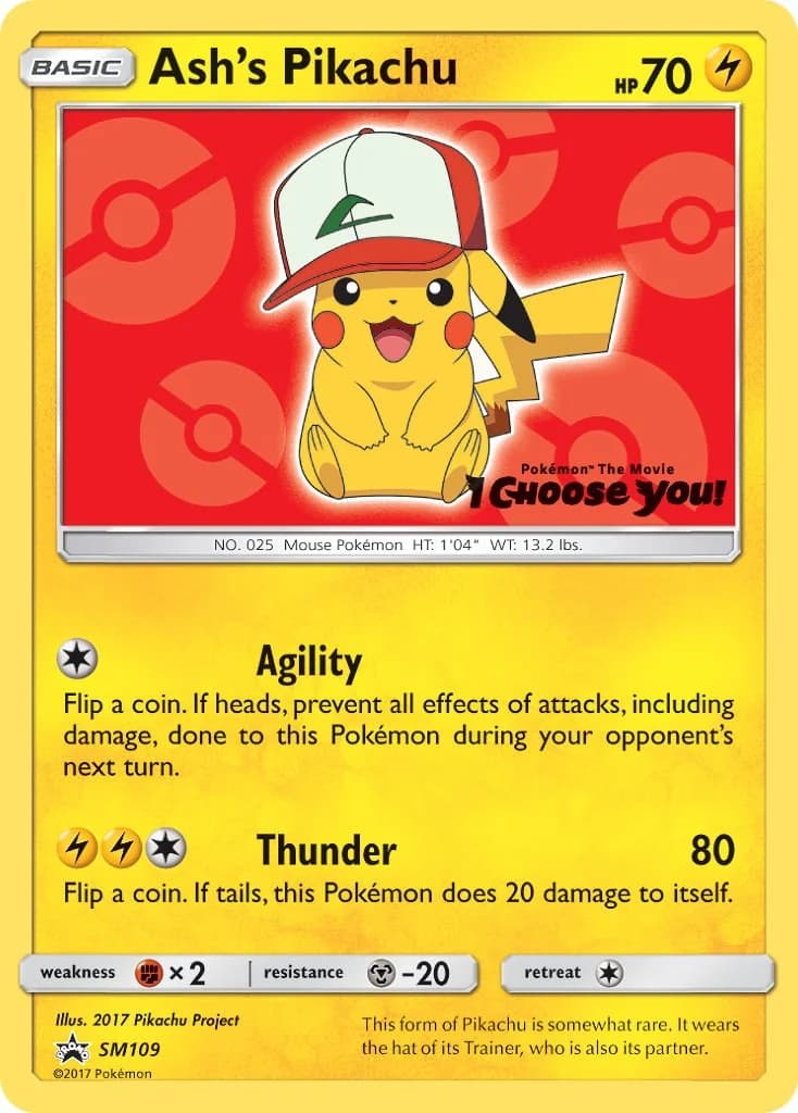 Ash's Pikachu Promo SM109 Pokémon card