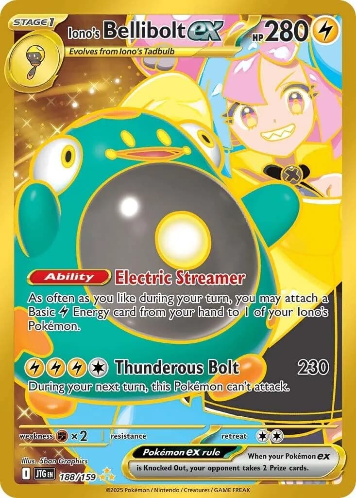 Iono's Bellibolt ex Journey Together 188 Pokémon card